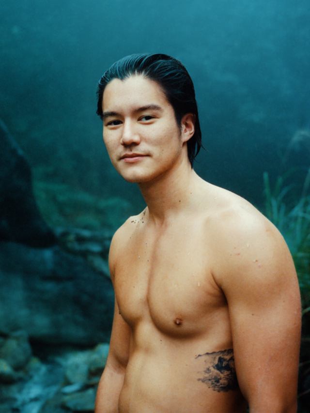 Christopher at an onsen in Taiwan.